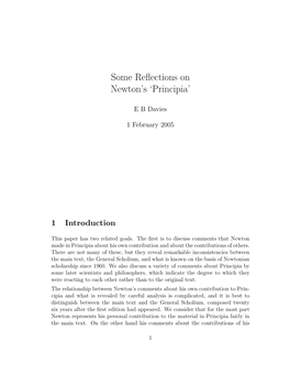 Some Reflections on Newton's 'Principia'