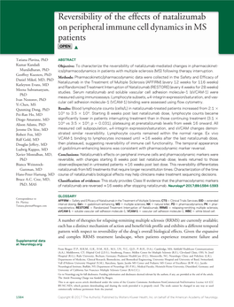 Reversibility of the Effects of Natalizumab on Peripheral Immune Cell Dynamics in MS Patients