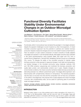 Functional Diversity Facilitates Stability Under Environmental Changes in an Outdoor Microalgal Cultivation System