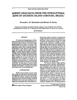 Hermit Crab Fauna from the Infralittoral Zone of Anchieta Island (Ubatuba, Brazil)