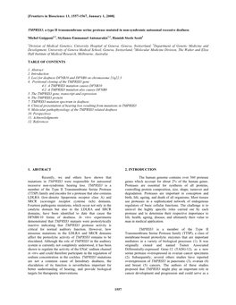 1557 TMPRSS3, a Type II Transmembrane Serine Protease