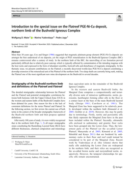 Introduction to the Special Issue on the Flatreef PGE-Ni-Cu Deposit, Northern Limb of the Bushveld Igneous Complex