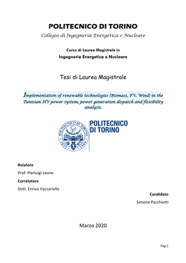 POLITECNICO DI TORINO Collegio Di Ingegneria Energetica E Nucleare