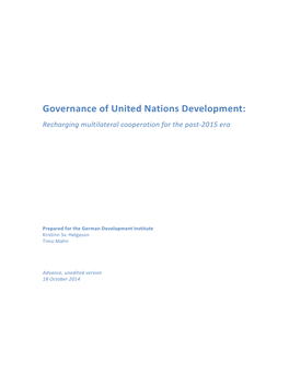 Governance of United Nations Development