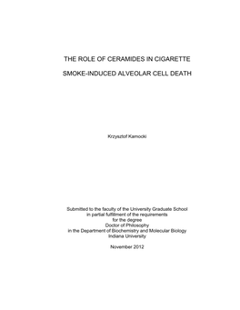 The Role of Ceramides in Cigarette Smoke-Induced Alveolar Cell Death