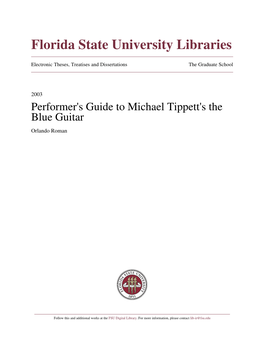 Performer's Guide to Michael Tippett's the Blue Guitar Orlando Roman