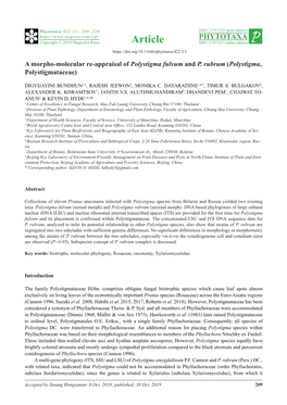A Morpho-Molecular Re-Appraisal of Polystigma Fulvum and P. Rubrum (Polystigma, Polystigmataceae)