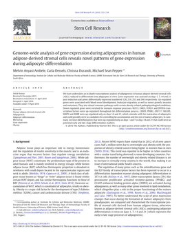 Genome-Wide Analysis of Gene Expression During Adipogenesis in Human Adipose-Derived Stromal Cells Reveals Novel Patterns Of