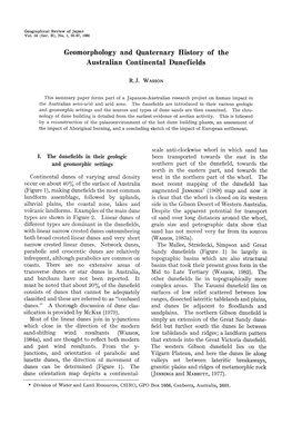 Geomorphology and Quaternary History of the Australian Continental Dunefields R. J. WASSON