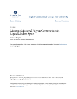 Monastic Missional Pilgrim Communities in Liquid Modern Spain Garrick C