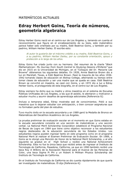 Edray Herbert Goins, Teoría De Números, Geometría Algebraica