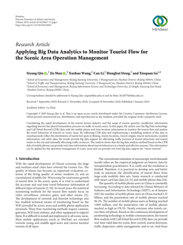 Research Article Applying Big Data Analytics to Monitor Tourist Flow for the Scenic Area Operation Management