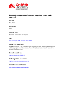 Economic Comparison of Concrete Recycling: a Case Study Approach