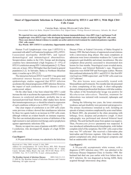 Onset of Opportunistic Infections in Patients Co-Infected by HTLV-1 and HIV-1, with High CD4+ Cells Count