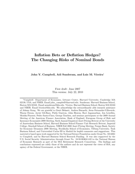 Inflation Bets Or Deflation Hedges? the Changing Risks of Nominal