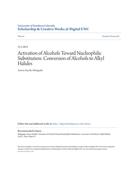 Activation of Alcohols Toward Nucleophilic Substitution: Conversion of Alcohols to Alkyl Halides Amani Atiyalla Abdugadar