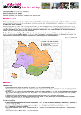 South East Statistics, Charts and Maps Describing Wakefield's Area Working Areas