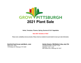 2021 Grow Pittsburgh Plant Sale Catalog