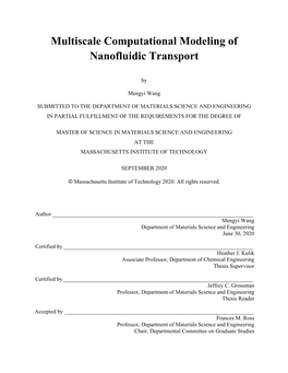 Multiscale Computational Modeling of Nanofluidic Transport