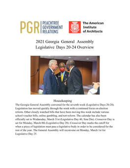2021 Georgia General Assembly Legislative Days 20-24 Overview