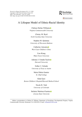 A Lifespan Model of Ethnic-Racial Identity