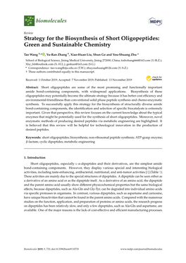 Strategy for the Biosynthesis of Short Oligopeptides: Green and Sustainable Chemistry