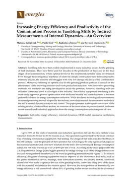 Increasing Energy Efficiency and Productivity of the Comminution