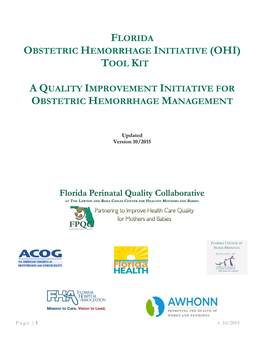 Florida Obstetric Hemorrhage Initiative (Ohi) Tool Kit