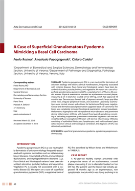 A Case of Superficial Granulomatous Pyoderma Mimicking a Basal Cell Carcinoma