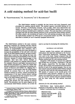 A Cold Staining Method for Acid-Fast Bacilli