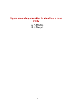 Upper Secondary Education in Mauritius: a Case Study
