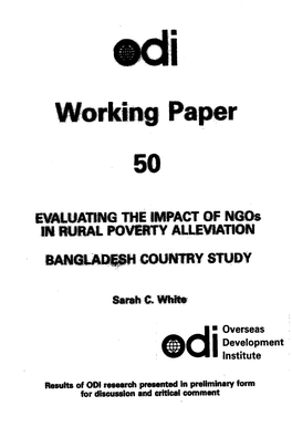 (Ngos) in Rural and Poverty Alleviation: Bangladesh Country Study