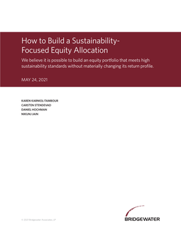 How to Build a Sustainability-Focused Equity