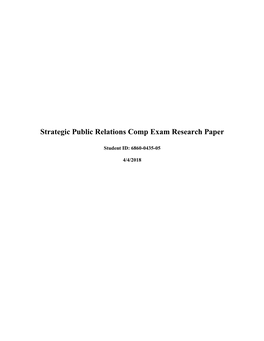 Strategic Public Relations Comp Exam Research Paper