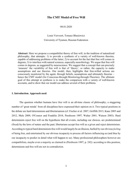 The CMT Model of Free Will