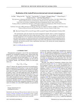 Realization of the Tradeoff Between Internal and External Entanglement