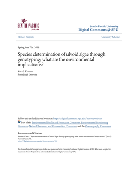 Species Determination of Ulvoid Algae Through Genotyping; What Are the Environmental Implications? Kora S