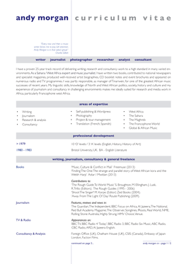 Andy Morgan Curriculum Vitae