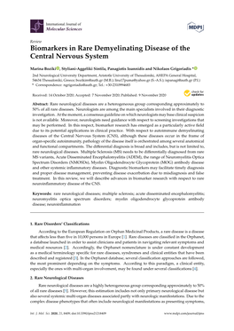 Biomarkers in Rare Demyelinating Disease of the Central Nervous System