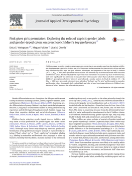 Pink Gives Girls Permission: Exploring the Roles of Explicit Gender Labels and Gender-Typed Colors on Preschool Children's Toy Preferences☆