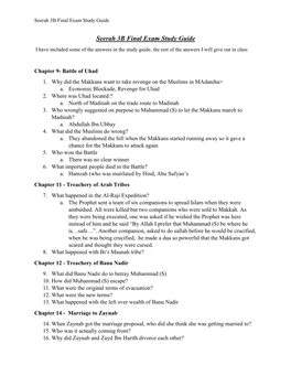 Seerah 3B Final Exam Study Guide