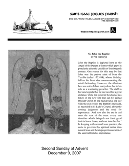 Second Sunday of Advent December 9, 2007 Page Two First Sunday of Advent December 2, 2007