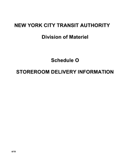 NEW YORK CITY TRANSIT AUTHORITY Division of Materiel