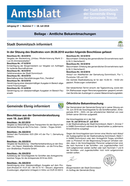 Amtsblatt Der Gemeinde Trossin