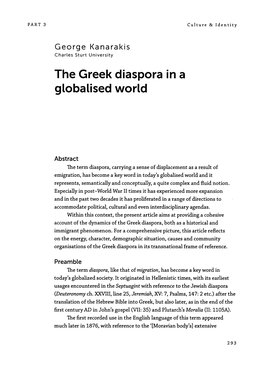 The Greek Diaspora in a Globalised World