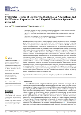 Systematic Review of Exposure to Bisphenol a Alternatives and Its Effects on Reproduction and Thyroid Endocrine System in Zebraﬁsh