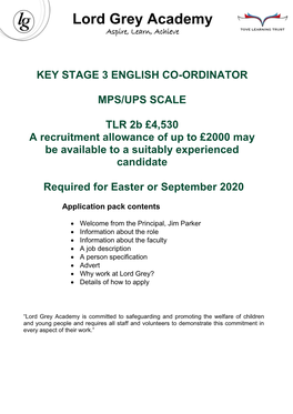 Key Stage 3 English Co-Ordinator