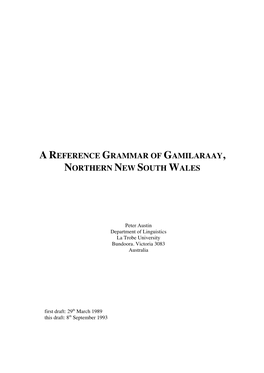 Areference Grammar of Gamilaraay, Northern New