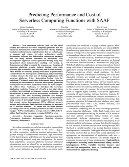 Predicting Performance and Cost of Serverless Computing Functions with SAAF