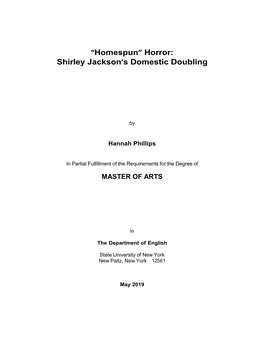 “Homespun” Horror: Shirley Jackson's Domestic Doubling